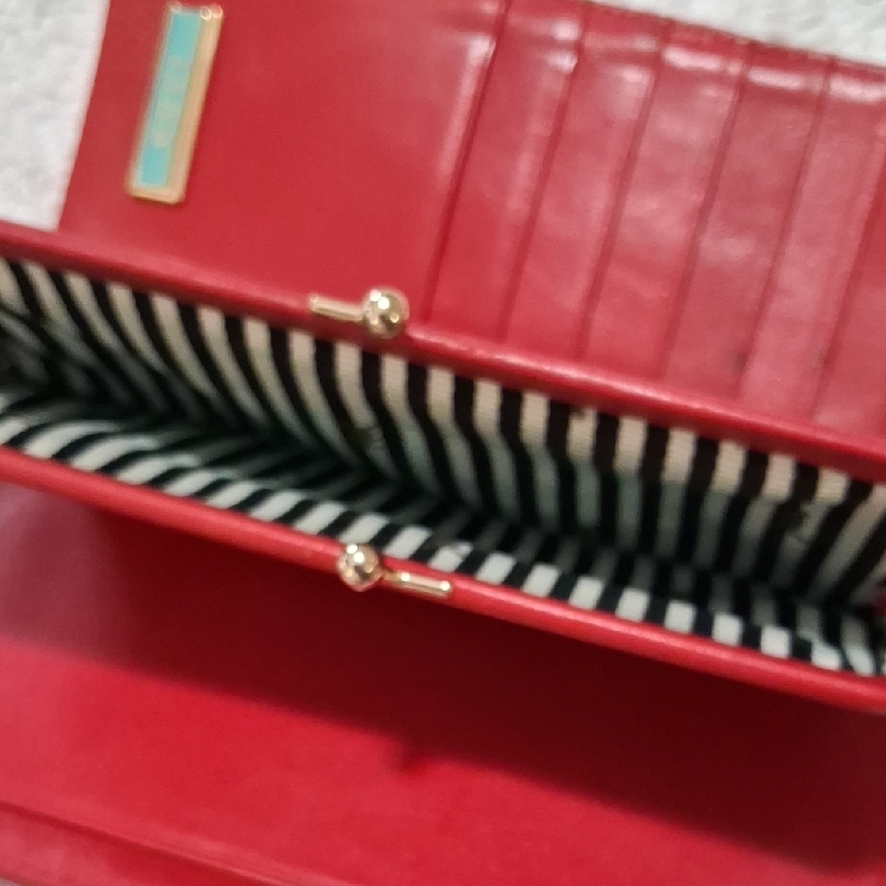 L.A.M.B. Matching Red and Beige Logo-Accent Leather Bag & Wallet - Picture 6 of 16
